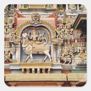 Relief depicting Shiva and Parvati riding Square Sticker