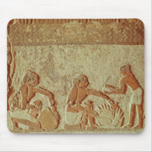 Relief depicting the making and baking of bread mouse pad