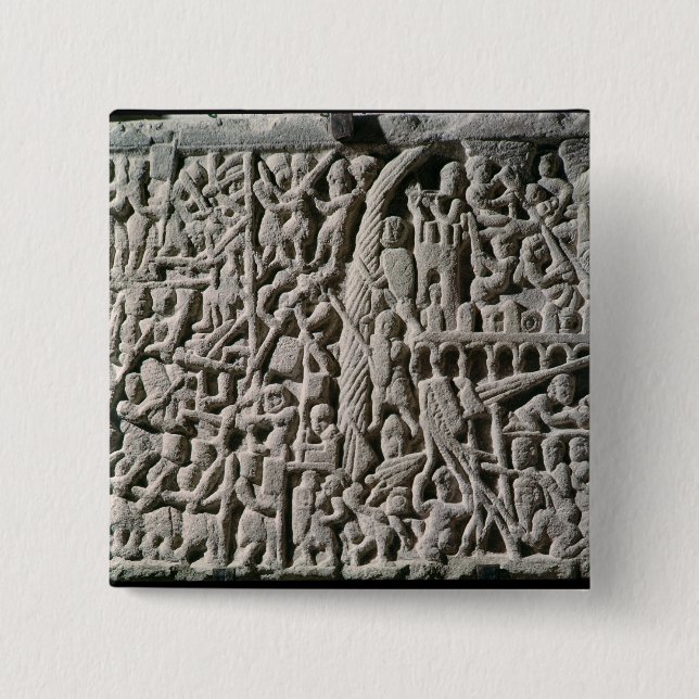 Relief depicting the Siege of Carcassonne 15 Cm Square Badge (Front)