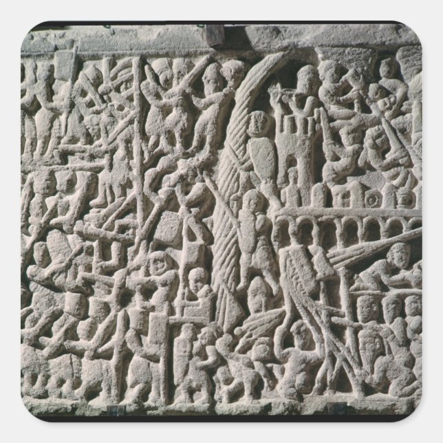 Relief depicting the Siege of Carcassonne Square Sticker (Front)