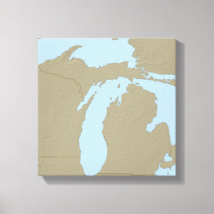 Relief Map of Michigan Canvas Print