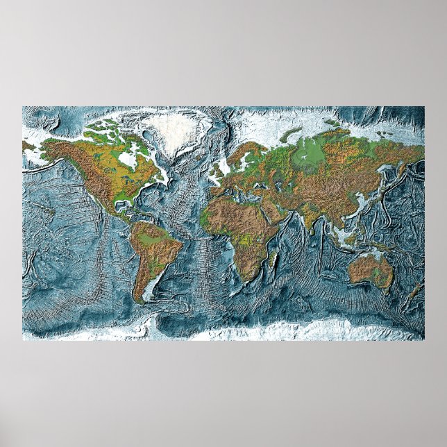 Relief Map of the Earth Poster (Front)