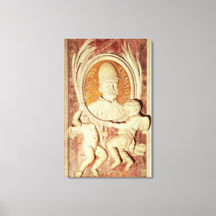 Relief of Damasus I  on a nave pilaster Canvas Print