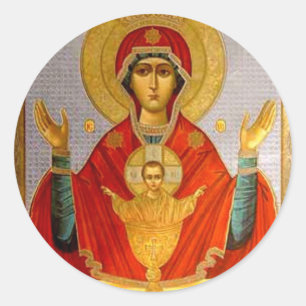 religeous icon holy mary and child classic round sticker