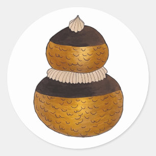 Religieuse French Choux Pastry Cream Puff Dessert Classic Round Sticker