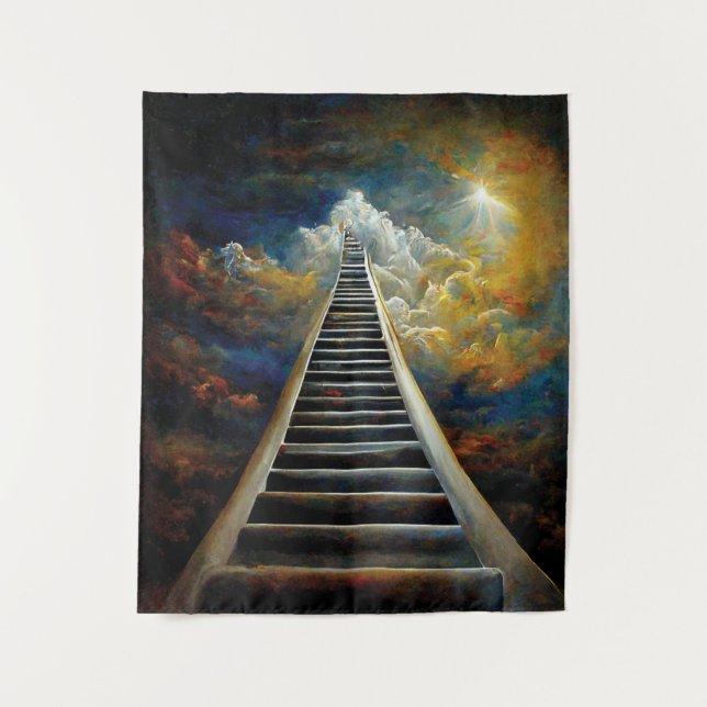 Religion and Afterlife Painting Stairway To Heaven Tapestry (Front)