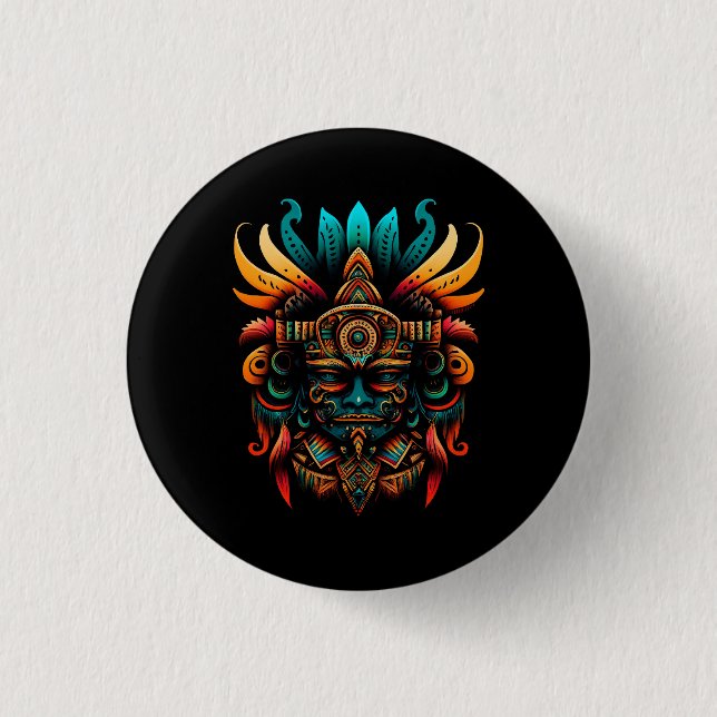 Religion Aztec God Tlaloc Mayan Mythology Deity Me 3 Cm Round Badge (Front)