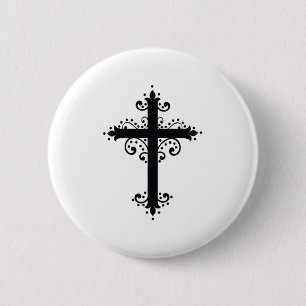 Religion Cross with an ornament 6 Cm Round Badge