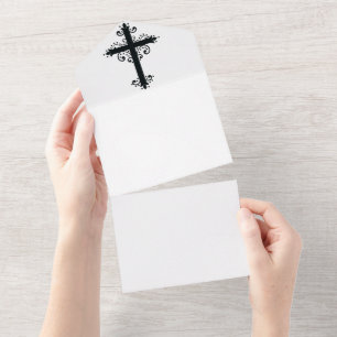 Religion Cross with an ornament All In One Invitation