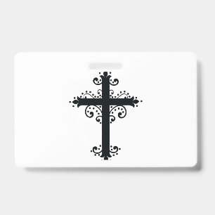 Religion Cross with an ornament ID Badge