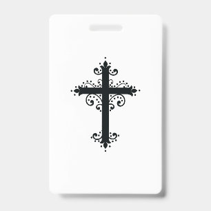 Religion Cross with an ornament ID Badge