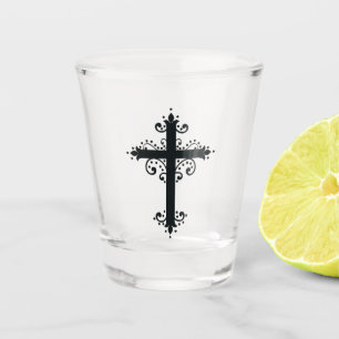Religion Cross with an ornament Shot Glass