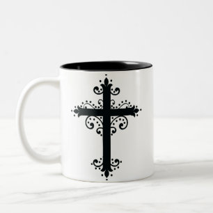 Religion Cross with an ornament Two-Tone Coffee Mug