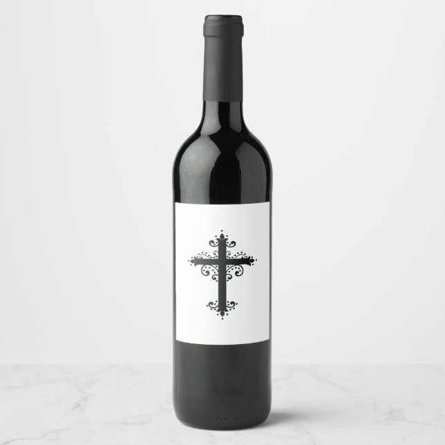 Religion Cross with an ornament Wine Label (Front)