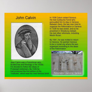 Religion, History Reformation "John Calvin" Poster