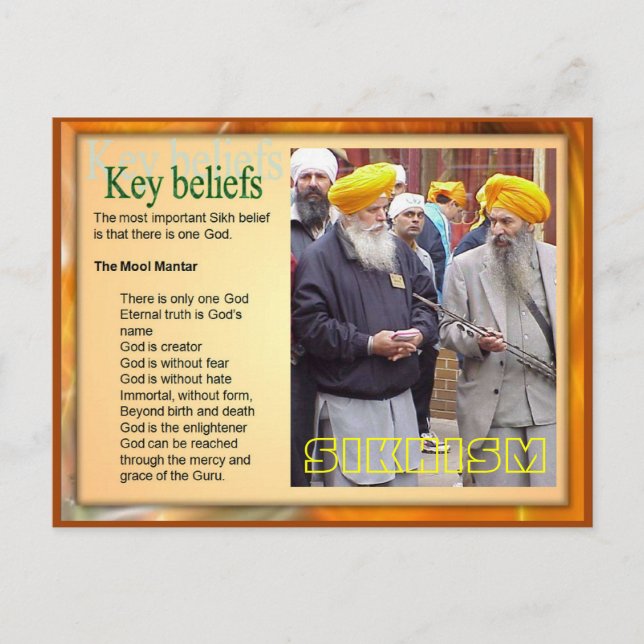 Religion, Key Sikh beliefs Postcard (Front)