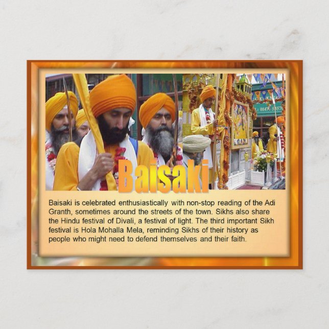 Religion, Sikhs celebrate Baisaki Postcard (Front)