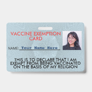 Religion Vaccine Exemption Card ID Badge