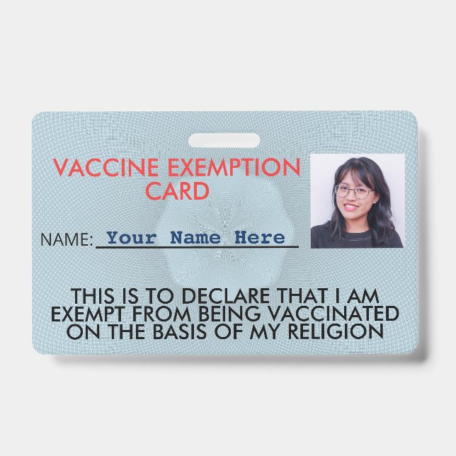 Religion Vaccine Exemption Card ID Badge (Front)