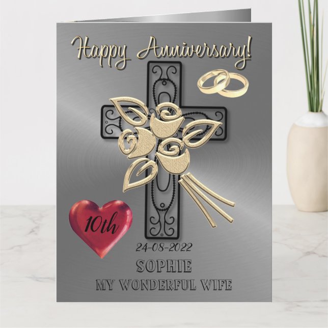 Religions Christian Anniversary Card For Wife (Front)