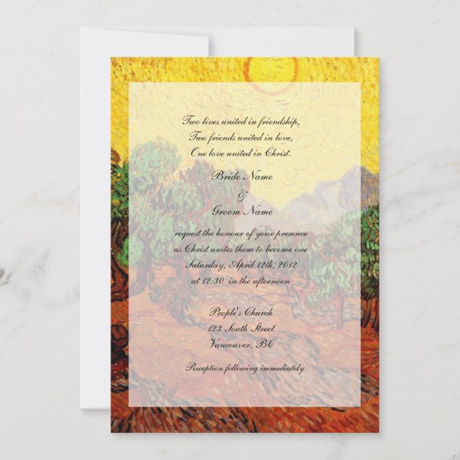 religions weddings,Vincent van Gogh Olive Trees Invitation (Front)