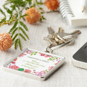 Religious 20th Wedding Anniversary Flowers Key Ring