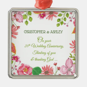 Religious 20th Wedding Anniversary Flowers Metal Tree Decoration