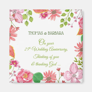 Religious 25th Wedding Anniversary Flowers Magnet