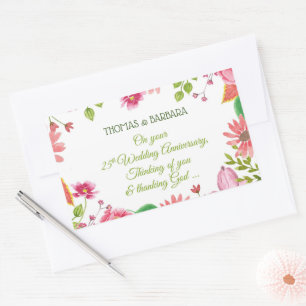 Religious 25th Wedding Anniversary Flowers Rectangular Sticker