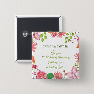 Religious 30th Wedding Anniversary Flowers 15 Cm Square Badge