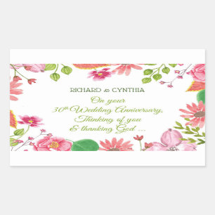 Religious 30th Wedding Anniversary Flowers Rectangular Sticker