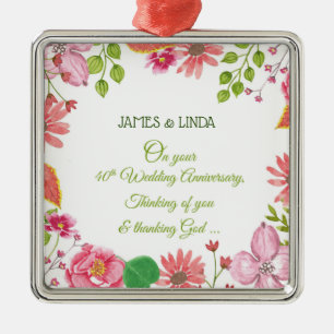 Religious 40th Wedding Anniversary Flowers Metal Tree Decoration