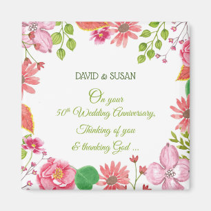 Religious 50th Wedding Anniversary Flowers Magnet