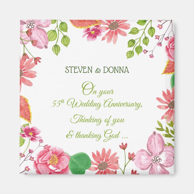Religious 55th Wedding Anniversary Flowers Magnet (Front)