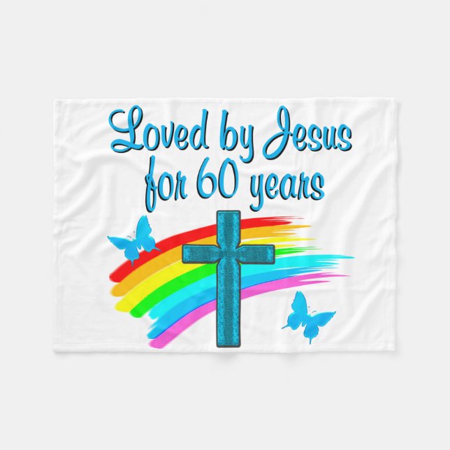 RELIGIOUS 60 YR OLD FLEECE BLANKET (Front (Horizontal))