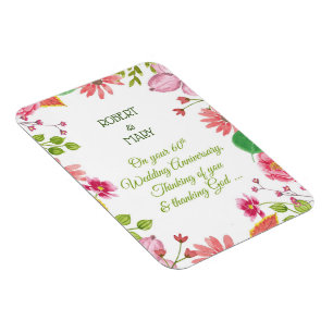 Religious 60th Wedding Anniversary Flowers Magnet
