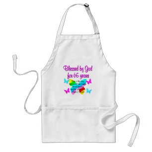 RELIGIOUS 65TH BIRTHDAY BUTTERFLY DESIGN STANDARD APRON