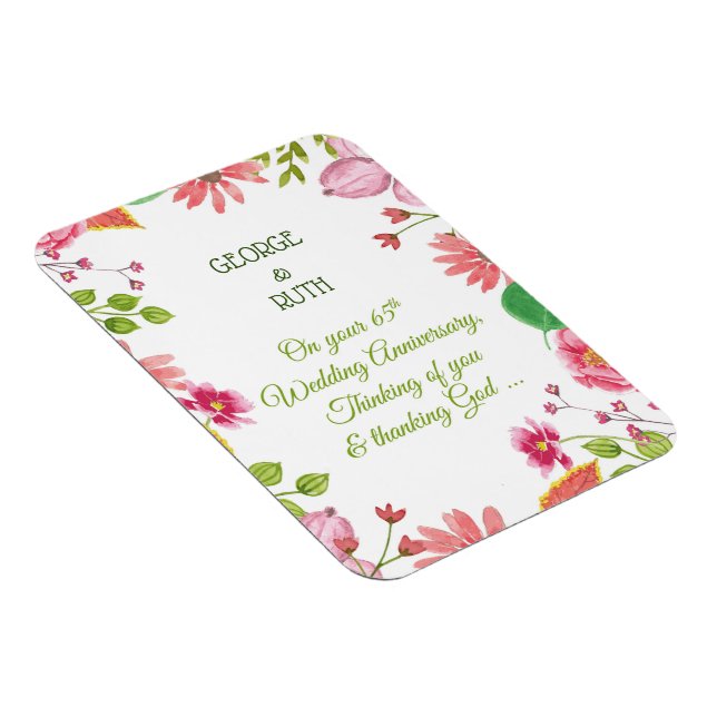 Religious 65th Wedding Anniversary Flowers Magnet (Right Side)
