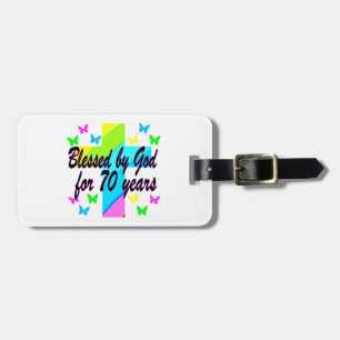 RELIGIOUS 70TH BIRTHDAY CROSS DESIGN LUGGAGE TAG