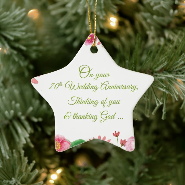 Religious 70th Wedding Anniversary Flowers Ceramic Tree Decoration (Tree)