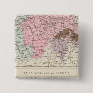 Religious and Linguistic Map of Switzerland 15 Cm Square Badge
