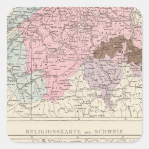 Religious and Linguistic Map of Switzerland Square Sticker