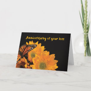 Religious Anniversary of Loss Butterfly Sunflowers Card