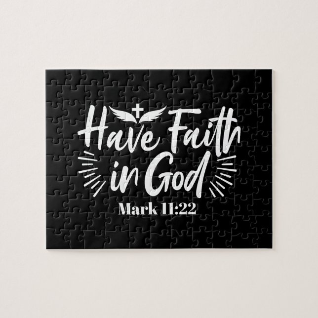 Religious Art: Have Faith in God Scripture Design Jigsaw Puzzle (Horizontal)