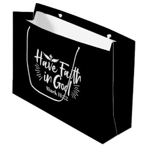 Religious Art: Have Faith in God Scripture Design Large Gift Bag