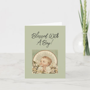 Religious Baby Boy Congratulations, Custom Text  Card
