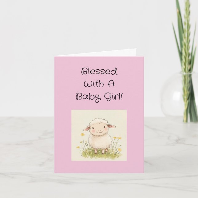 Religious Baby Girl Congratulations With Text,  Card (Front)