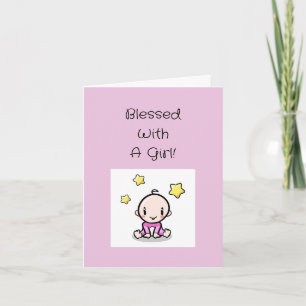 Religious Baby Girl Congratulations With Text,  Card