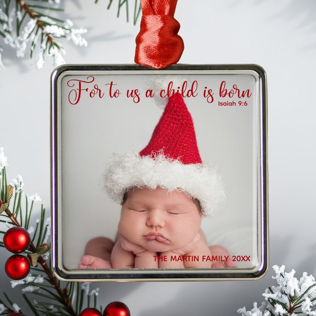 Religious Baby Photo Bible Verse Cute Christmas Metal Tree Decoration (Creator Uploaded)