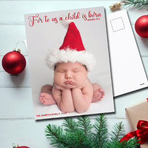 Religious Baby Photo Christmas Bible Verse Cute Postcard